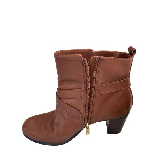 Jones New York Women's Brown Leather Strappy Ankle Booties Block Heel Size 7.5 - Picture 7 of 10